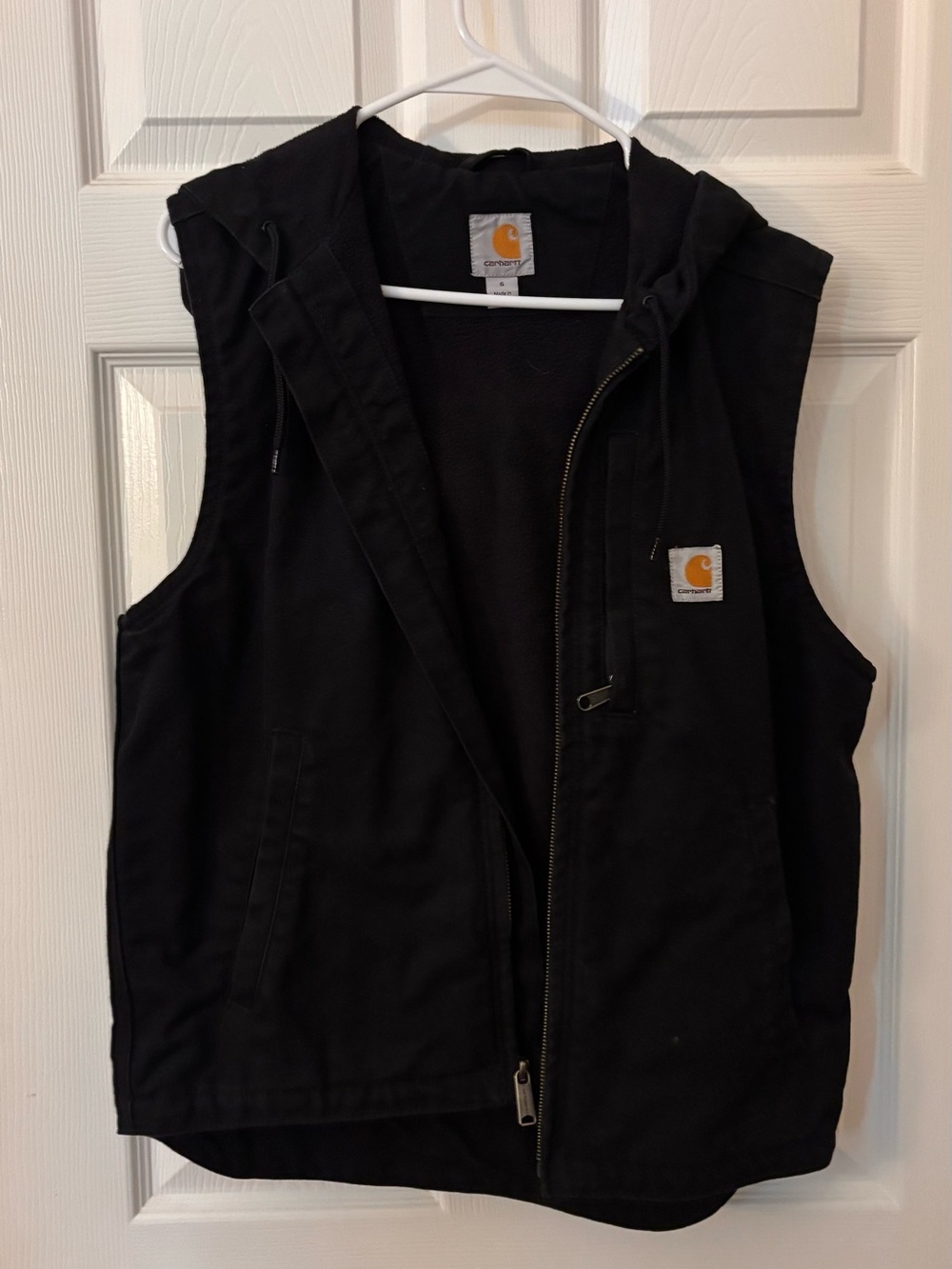 Carhartt Black Hooded Utility Vest with Logo Patch